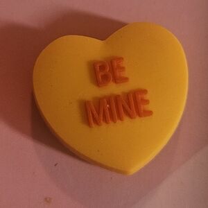 CROCS Yellow Heart Jibbitz Charm with Orange Lettering